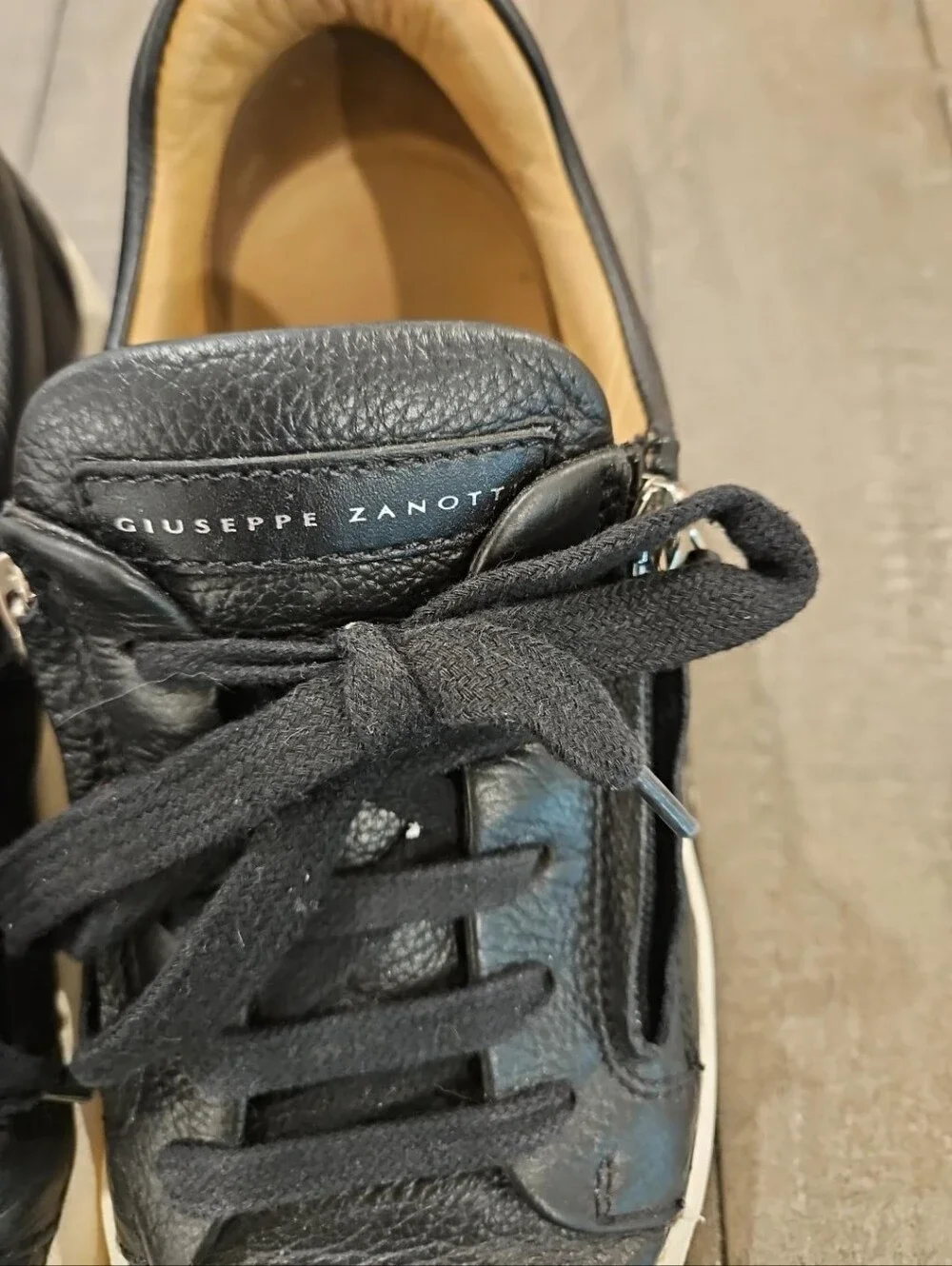 Giuseppe Zanotti Men’s Black Leather Low Top Zip Sneakers EU 41 Made in Italy